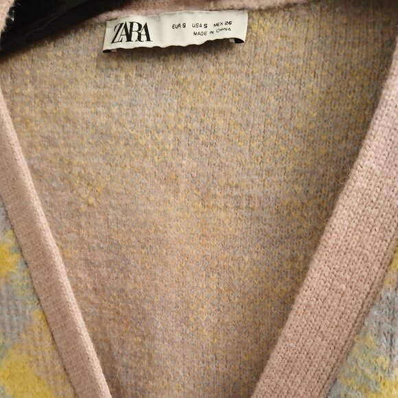 Zara Pastel Argyle Cropped Cardigan - Picture 7 of 8